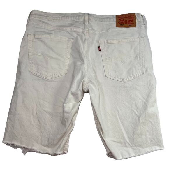 Levis 511 Jean Shorts Mens Size 36 Ivory Distressed Denim Raw Hem Cutoff Jorts - Picture 13 of 15